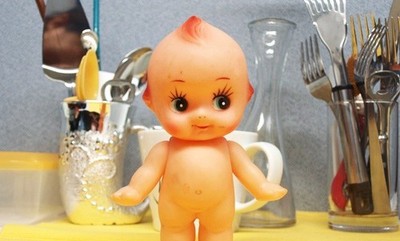 Vintage Kewpie Puppe 15 cm weiche Vinylfigur hergestellt in Japan gebraucht k...