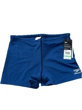 Speedo Swimsuit Mens 34 Blue Endurance+ Square Leg Swim Trunks Shorts Training