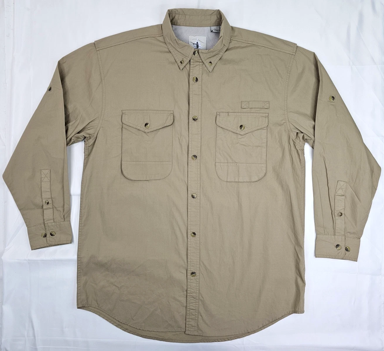 Capital Sportsman Vented Fishing Shirt, Men Size L, Beige Button Outdoor - NWOT