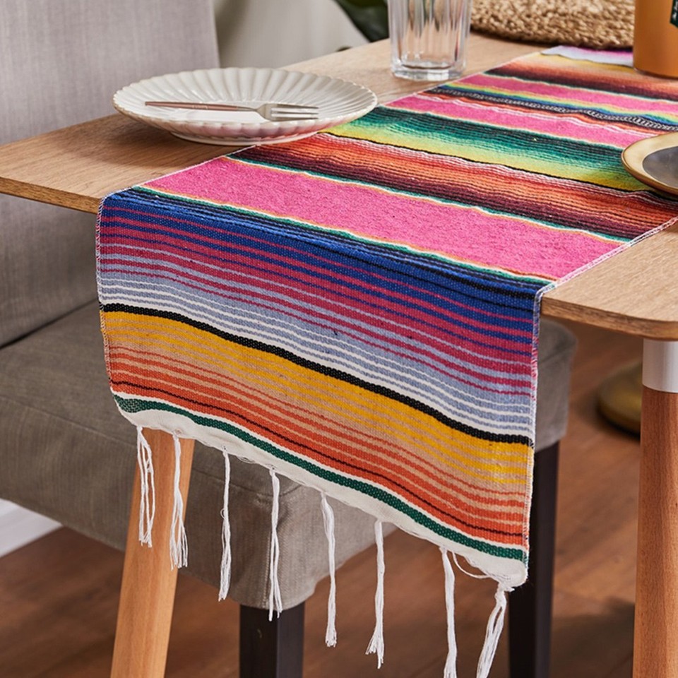 2Pcs Mexico Style Cotton Table Runner Reusable Decorative Table Cover ...