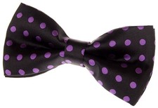Classic Polka Dots Pre-tied Bow Tie 5" - Black with Purple Dots