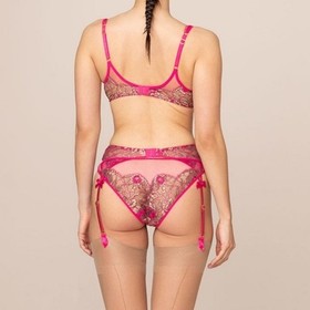 NWOT agent provocateur Lysianne lingerie pink gold floral mesh lace suspenders