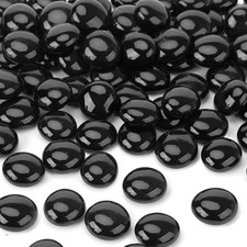 1LB Flat Glass Marbles, Black Glass Beads Bulk Vase Fillers Gemstones Decorative