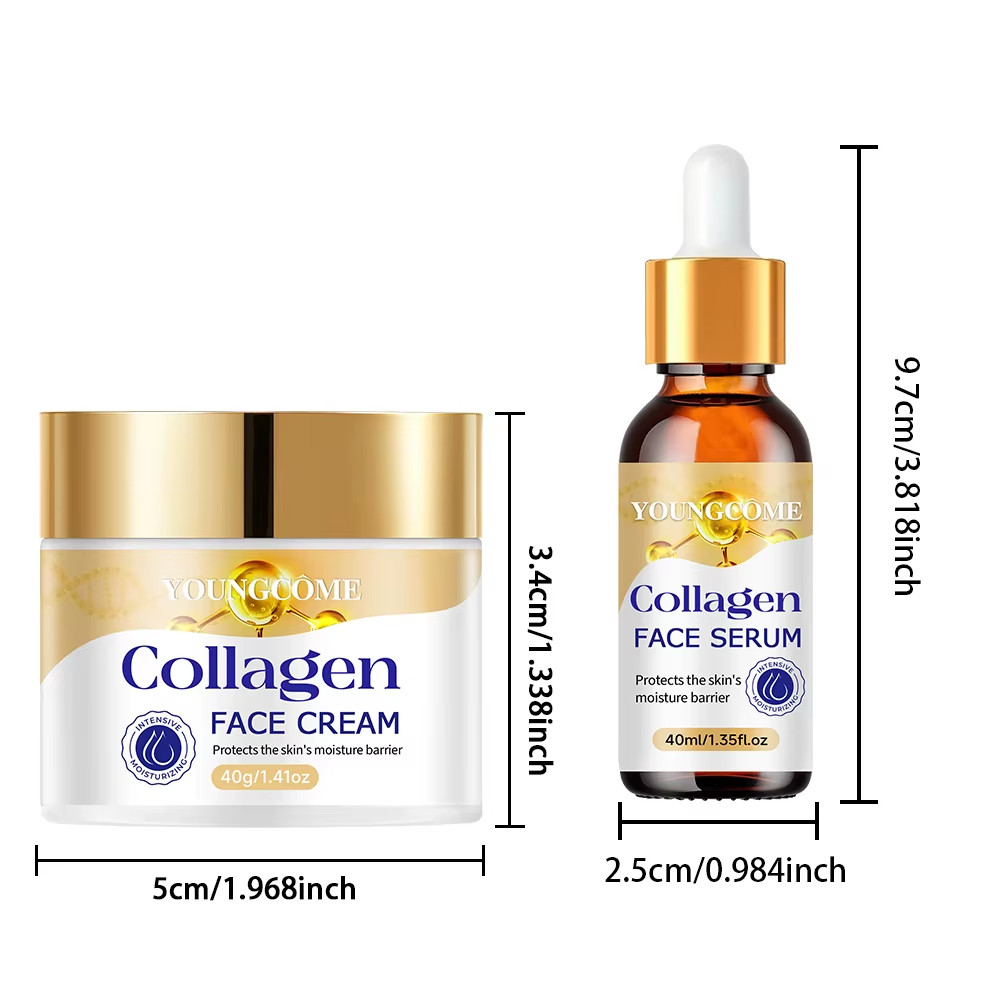 Crème réparatrice et sérum au collagène pour illuminer le teint fatigué au réveil
