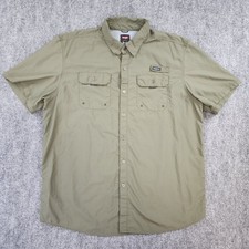 Wrangler Shirt Mens XL Green Short Sleeve Button Down Outdoor Hiking Pockets