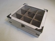 Designer Wooden Tea Box With 9 Sections Light Beige