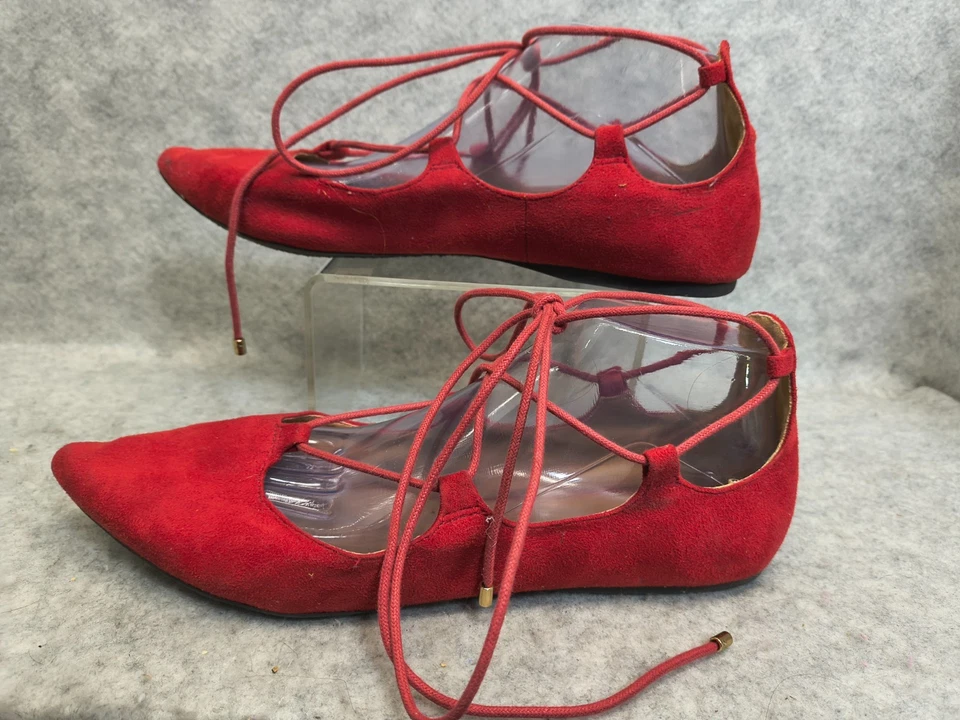 Женские туфли на плоской подошве с заостренным носком на шнуровке City Classified Red 10 - Изображение 3 из 4