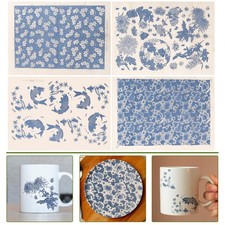 4 Sheets Pottery Underglaze Transfer Paper Ceramic Decals Coloring