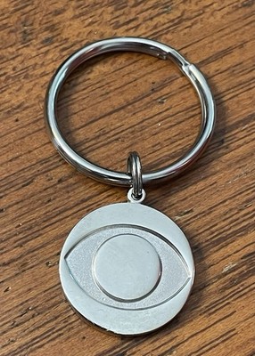 CBS Broadcast Television Eye Logo Silver Tone Thick Metal Round Promo Keychain