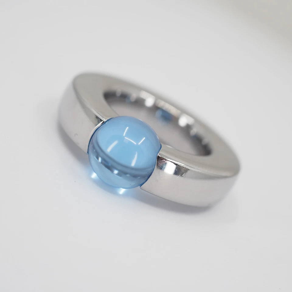 NIESSING SPANNRING STAHL SYNTHETISCHER BLAUER ZIRKONIA RW:51