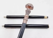 Copper Antique Finish Compass Handle Walking Cane Victorian Wooden Walking Stick