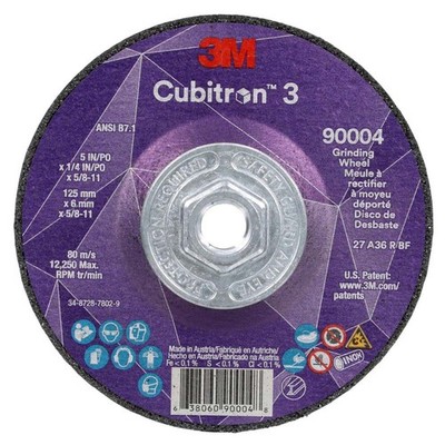 3M 7100312967 Cubitron 3 T27 Grinding Wheel 5'' x 1/4'' x 5/8-11 36+ 10-Pack
