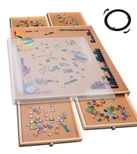1000 Piece Rotating Puzzle Board with Drawers and Cover - Jigsaw Puzzle Table...