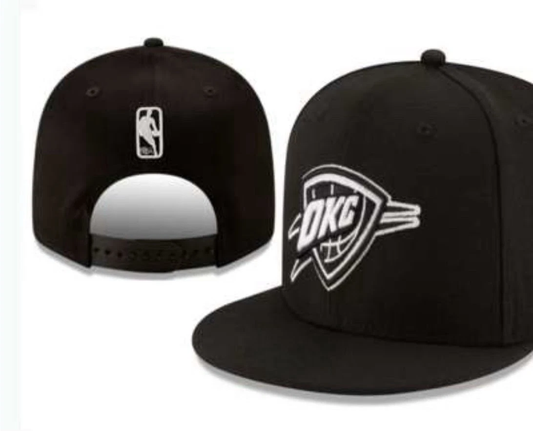 Oklahoma City Thunder Snapback Hat Black Adjustable Flat Brim NBA Cap