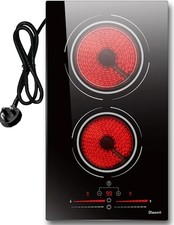 Disaenvir Electric Cooktop in Ceramic Dual Ring, 2 Burner Plug in Portable Elect