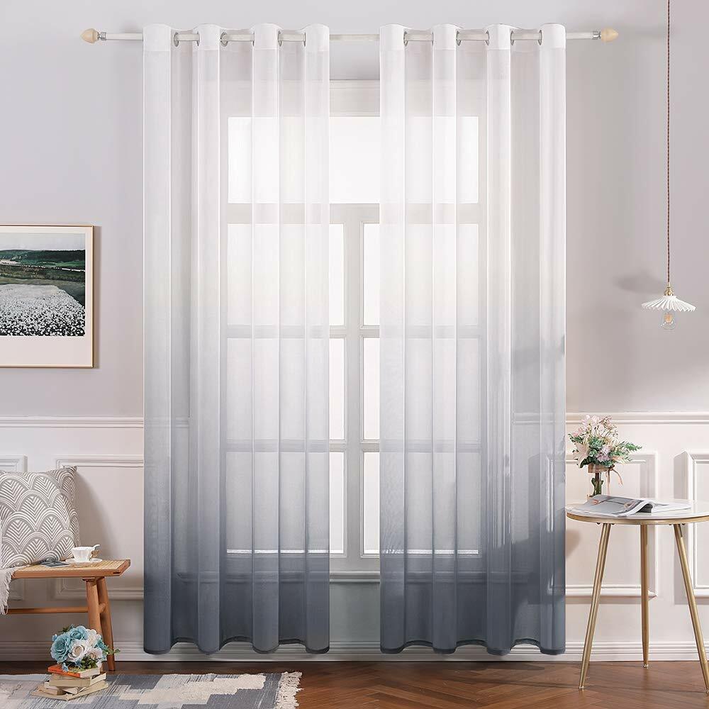 Tenda con occhielli in cotone e lino color cioccolato, 1 pezzo 140x280 cm Abela | Maisons du Monde