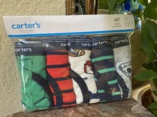 CARTERS boxer briefs underwear Size 6/7 Five pack Football, Pizza, stripes