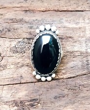 925 Sterling Silver Natural Black Onyx Ring Gemstone Women Jewelry For Her F 11