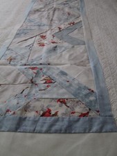 Pieced Table Runner Christmas Winter Cardinals Blue White To Be Hemmed 14" x 22"