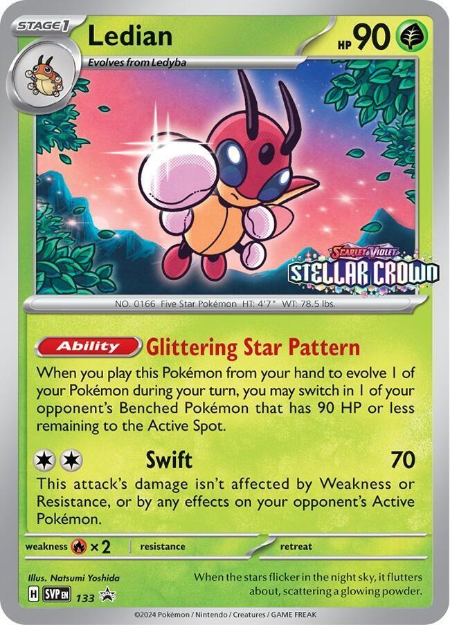 LEDIAN SVP133 STELLAR CROWN POKEMON (PRE-RELEASE STAMPED, NM)