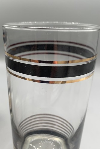 Luminarc After Hours by J.G. Durand 7 Collins/Cooler Glasses Gold/Black Stripes - Picture 3 of 14