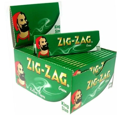 10 25 50 ZIG ZAG KING SIZE GREEN SMOKING CIGARETTE ROLLING PAPERS GENUINE