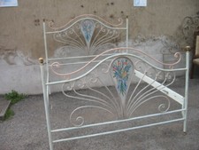 LETTO FERRO LACCATO DIPINTI A FIORI - MATRIMONIALE POMOLI OTTONE - COMPLETO 1970