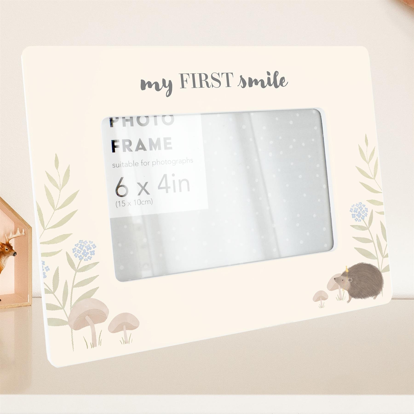 My First Smile Ceramic Tile Photo Frame Hedgehog Baby Nursery Woodland Theme