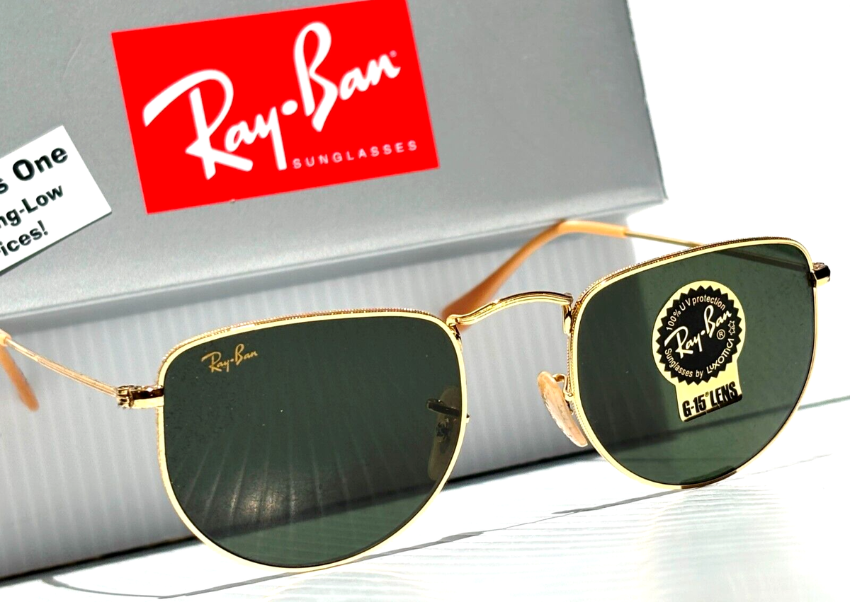 NEW Ray Ban ELON Legend Gold Frames Green Lens Sunglass RB 3958