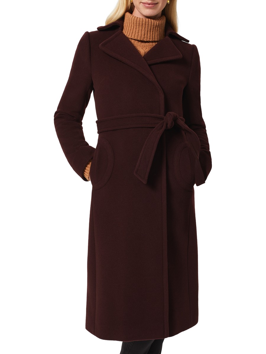 Hobbs Womens Aubergine Carissa Tie Waist Coat | eBay