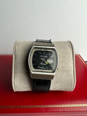CITIZEN AUTOMATIC 時計 ブラックレザー Antique Japan Movt Citizen Automatic Stainless Watch 38mm Leather