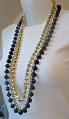 Collier Vintage 3 Rangs Perles Et Cristaux - Fermoir Clip - Occasion - Pierre Quartz Rose