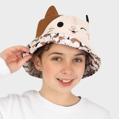 Squishmallows Mädchen Hut | Wende Fischerhut für Mädchen | Cam The Cat Sonnenhut