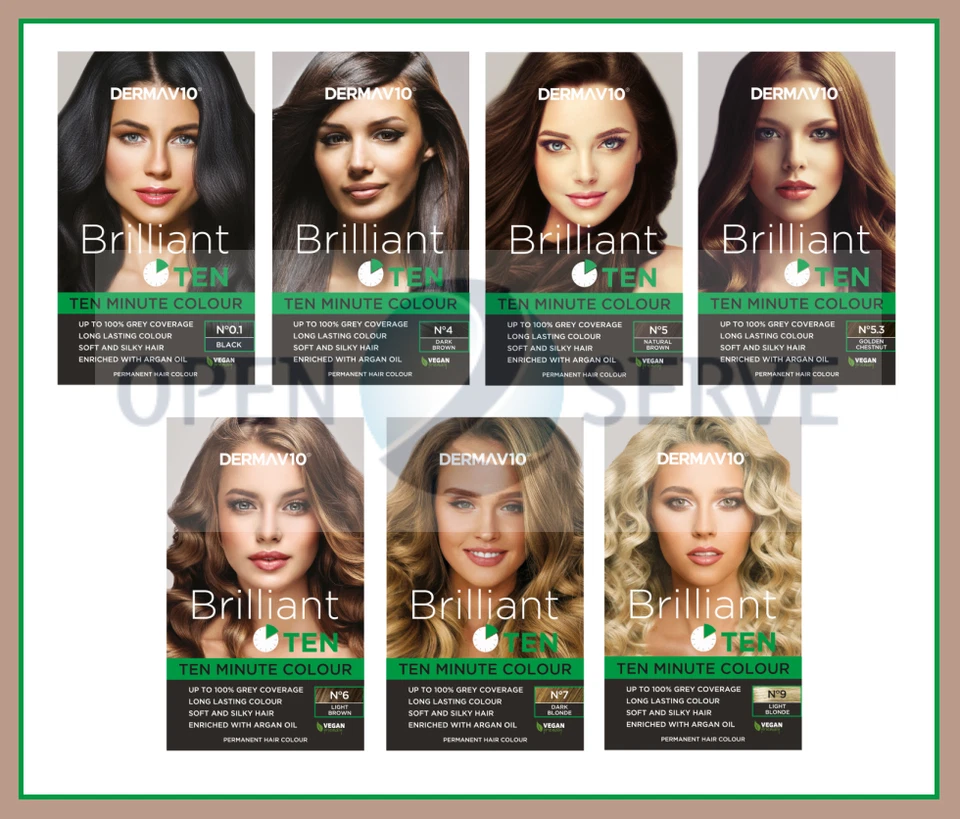 DERMA V10 Brilliant Ten - Permanent Hair Colour Dye | Vegan |Argan Oil | Lasting