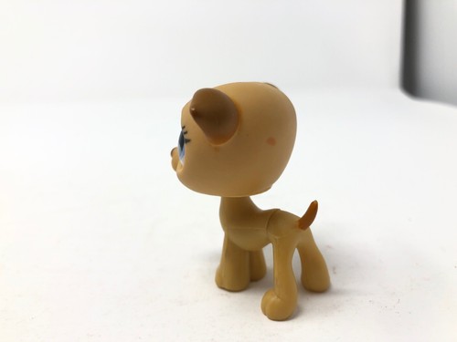Hasbro Littlest Pet Shop LPS Tan Whippet Greyhound #498 Blue Eyes Pink Dog - Picture 2 of 7