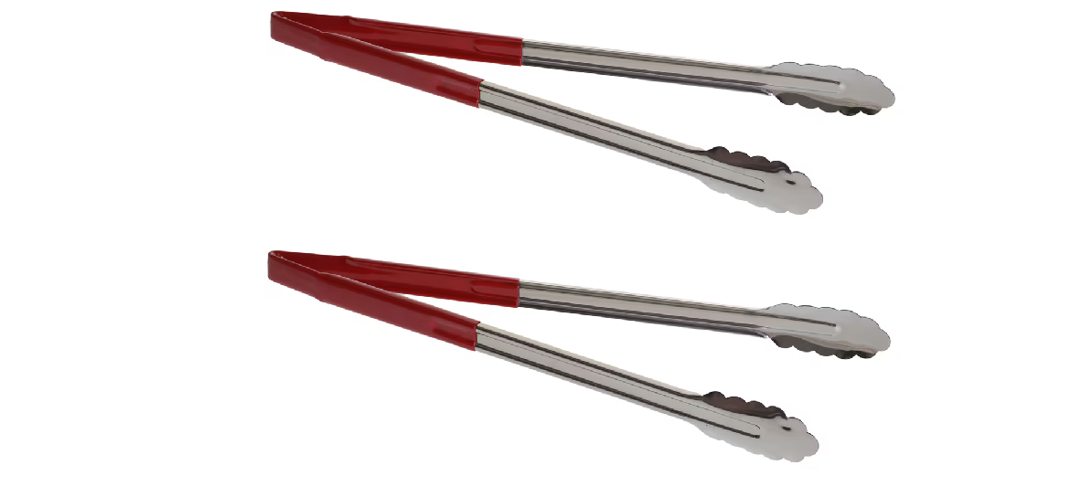 SET OF 2 Tablecraft 3716REU 16"" Stainless Steel Catering Food Tong Red Handle