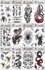 12 sheets party favour Halloween snake scorpio spider temporary tattoo