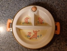 Vintage 1940'S Excello Little Bo Peep Childs Divided Food Warming Dish