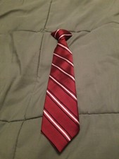 Boys Burgundy Stripe Clip On Tie