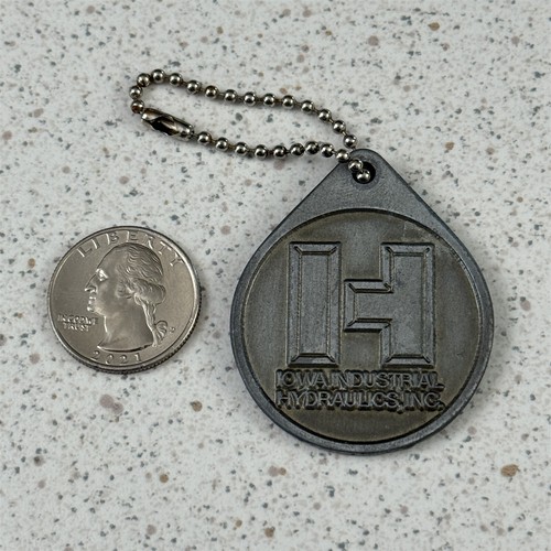 Iowa Industrial Hydraulics Inc Vintage Metal FOB Keychain Key Ring #50502