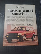 Hyundai Excel Print Ad Vintage 1989 8x11 Great To Frame