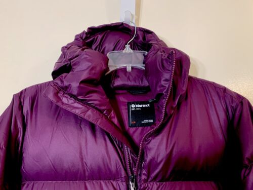 Marmot Guides Down fill Hoody puffer jacket purple fig moon river NWT sz L $275 - Picture 3 of 9