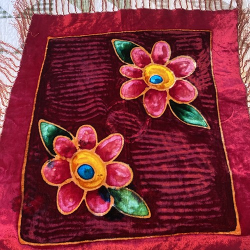 Tie Dye Velvet Table Cover Piano Scarf Tapestry 30x35" Fringe 8"