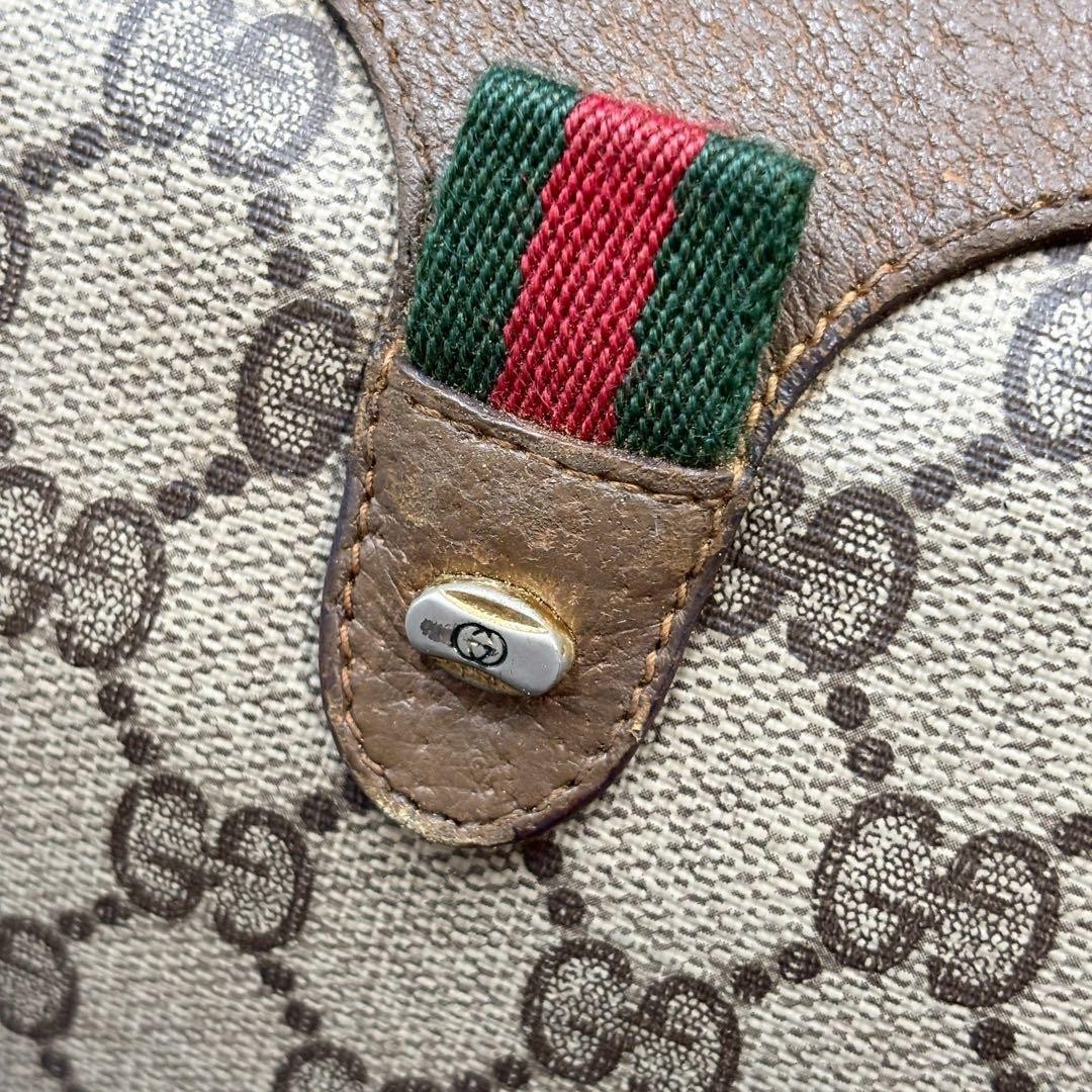 GUCCI Shoulder Bag PVC Leather Beige Brown Vintage Old Gucci Women Italy  thumbnail 6
