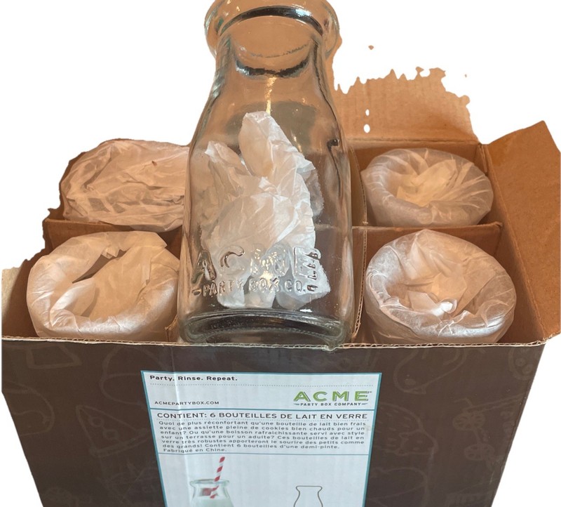 Acme Bouteilles De Lait En Verre Box Of 6 (Milk Bottles)