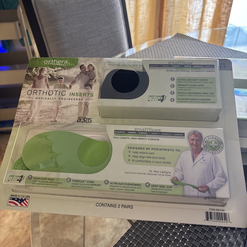 NEW! Orthera Orthotic Shoe Inserts, Set Of 2 | Sizes: Women 6.5-8 or Men 5.5-7