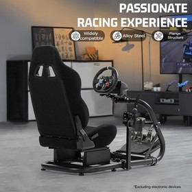 Marada Racing Simulator Cockpit Semi Open With Black Seat Fits For Logitech G920