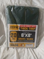 Core Tarps Super Heavy Duty 6' x 8' Green and Black 20 MIL Tarp