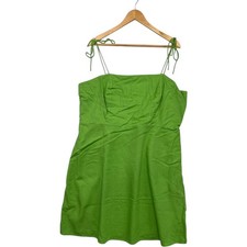 Old Navy Dress Womens XXL Tall Green Linen Blend Tie Strap Sundress Beach Cruise