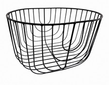 Black Oval Wire Metal Storage Basket with Handles 12 L x 10 W x 8 H